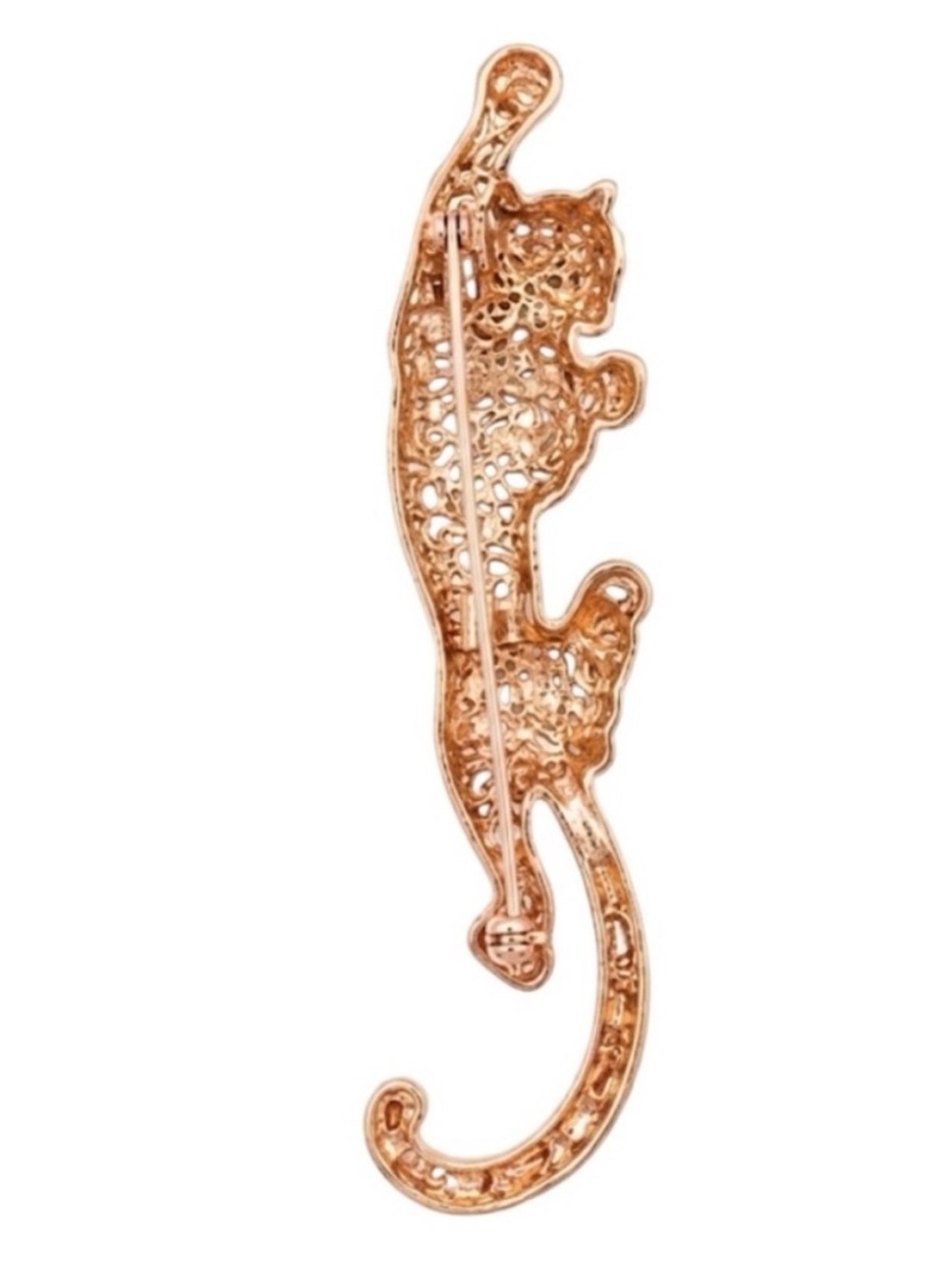 NEW Climbing Leopard Rhinestone Brooch -
Rose Gold Tone Animal Pin Jewelry - Picture 3 of 6